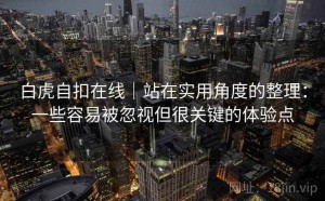 白虎自扣在线｜站在实用角度的整理：一些容易被忽视但很关键的体验点