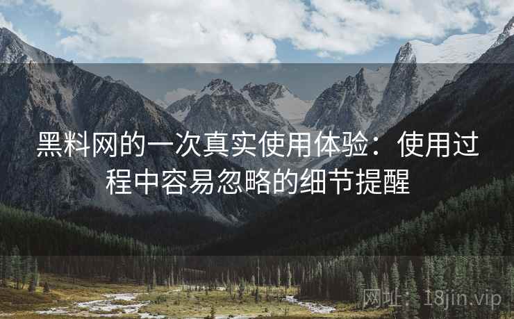 黑料网的一次真实使用体验:使用过程中容易忽略的细节提醒 黑料网的一次真实使用体验:使用过程中容易忽略的细节提醒